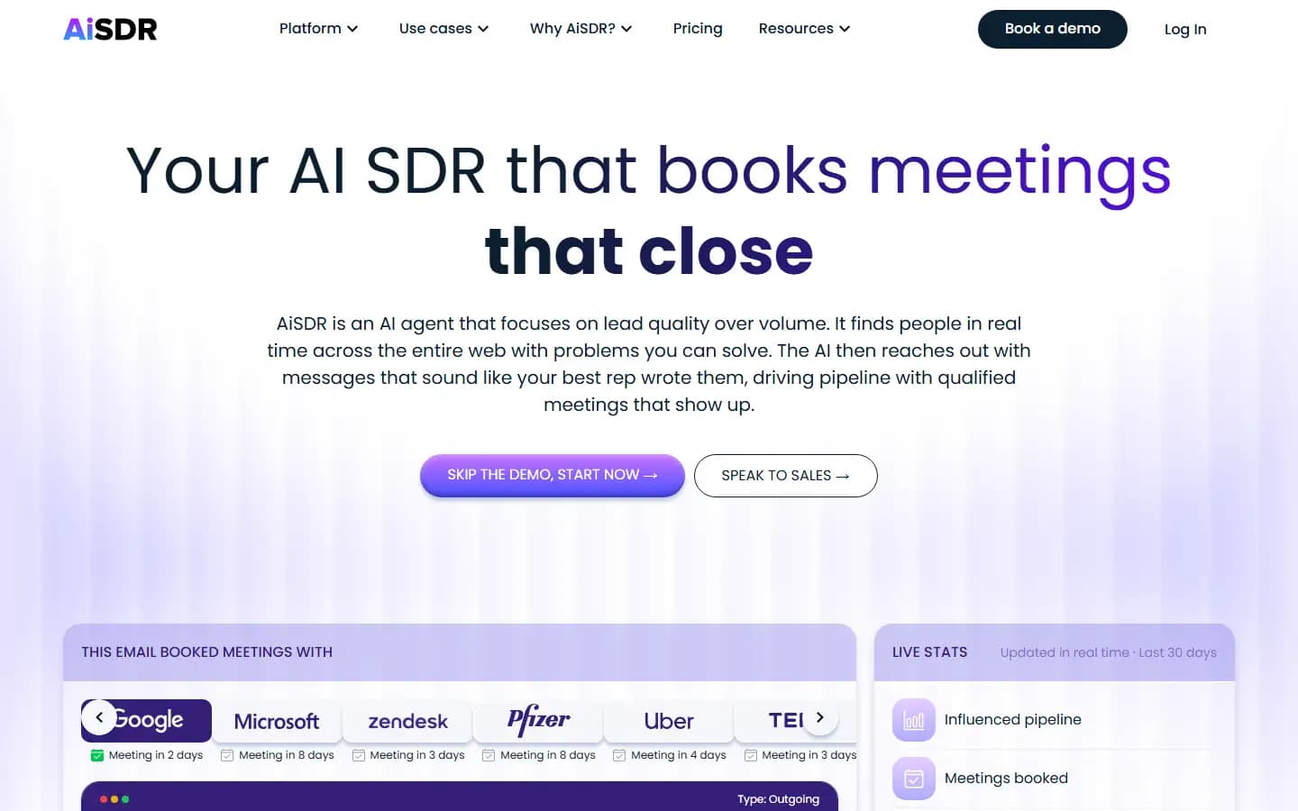 AiSDR public homepage