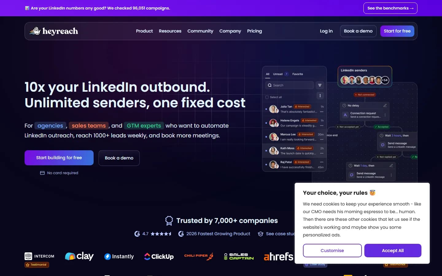 HeyReach public homepage