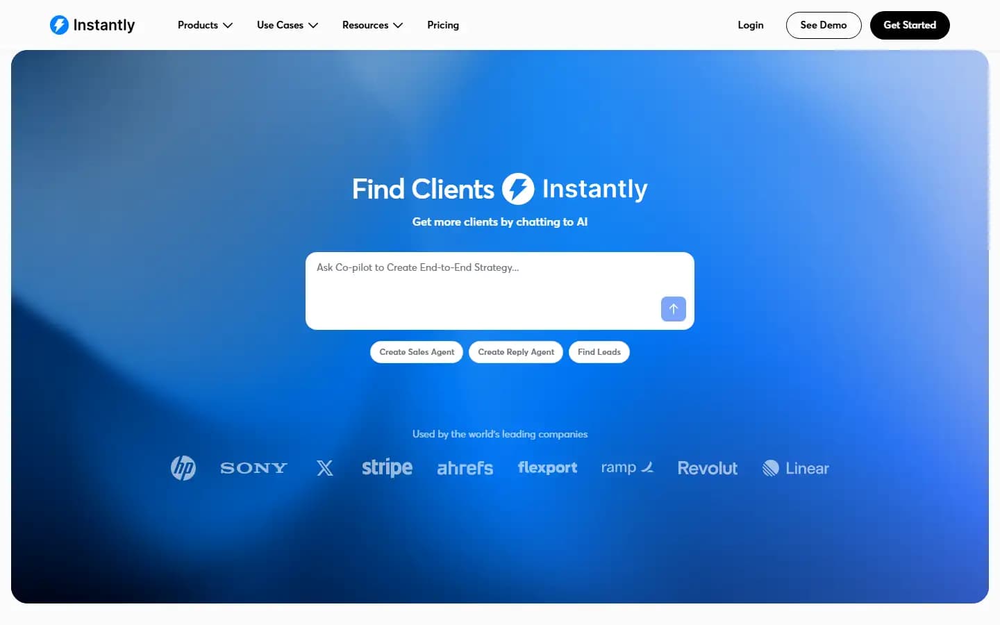 Instantly public homepage