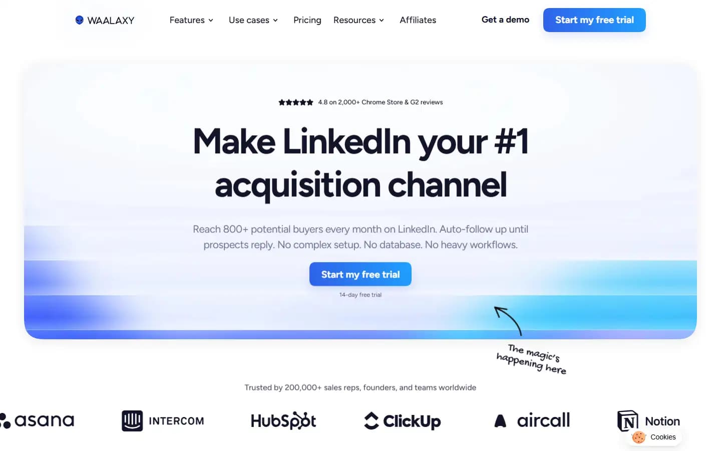 Waalaxy public homepage
